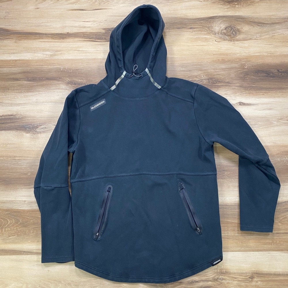 Legends Hoodie Large Mens Activewear Scuba Hood Cotton Blend Pullover Black